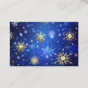 XMAS Blue Background mit goldenen Schneeflocken Visitenkarte