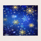 XMAS Blue Background mit goldenen Schneeflocken Visitenkarten (Außenseite Aufgefaltet)
