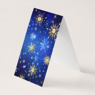 XMAS Blue Background mit goldenen Schneeflocken Visitenkarten