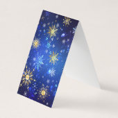 XMAS Blue Background mit goldenen Schneeflocken Visitenkarten (Vorderseite)