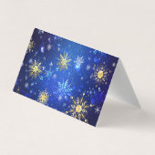 XMAS Blue Background mit goldenen Schneeflocken Visitenkarten (Rückseite)