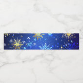 XMAS Blue Background mit goldenen Schneeflocken Wasserflaschenetikett (Einzelnes Label)