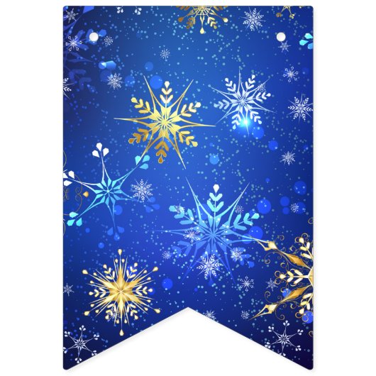 XMAS Blue Background mit goldenen Schneeflocken Wimpelkette (Zweite Fahne)