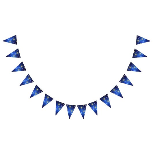 XMAS Blue Background mit goldenen Schneeflocken Wimpelkette (Alle)