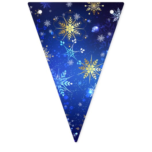 XMAS Blue Background mit goldenen Schneeflocken Wimpelkette (Dritte Fahne)