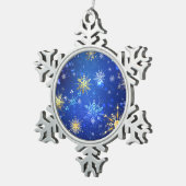 XMAS Blue Background mit goldenen Schneeflocken Zinn-Ornament (Rechts)