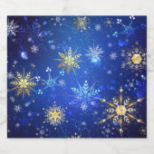 XMAS Blue Background with Golden Snowflakes Bierflaschenetikett (Einzelnes Label)