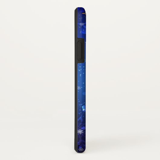 XMAS Blue Background with Golden Snowflakes Case-Mate iPhone Hülle (Hinten/Rechts)