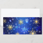 XMAS Blue Background with Golden Snowflakes Menükarte (Vorne/Hinten)