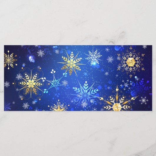 XMAS Blue Background with Golden Snowflakes Menükarte (Vorderseite)