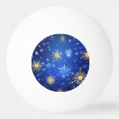 XMAS Blue Background with Golden Snowflakes Tischtennisball (Vorderseite)