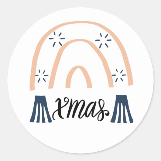 Xmas Boho Rainbow Runder Aufkleber (Vorderseite)