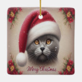 Xmas Bombay Cat, frohe Weihnachts Bombay Kitten Keramikornament (Rückseite)