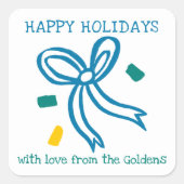 Xmas Bow Doodle CHRISTMAS Holiday Gift To From Quadratischer Aufkleber (Vorderseite)