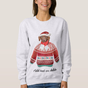 Xmas Brown Dackel Ugly Christmas Weiner Dog Mama Sweatshirt