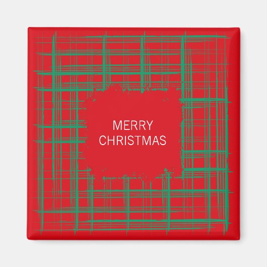 Xmas Brush Karos Red Magnet (Vorne)