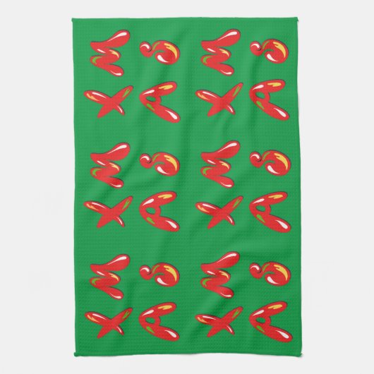 Xmas Bubble Text Geschirrtuch (Vertikal)