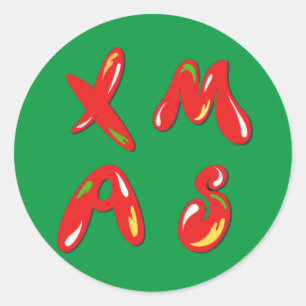 Xmas Bubble Text Runder Aufkleber
