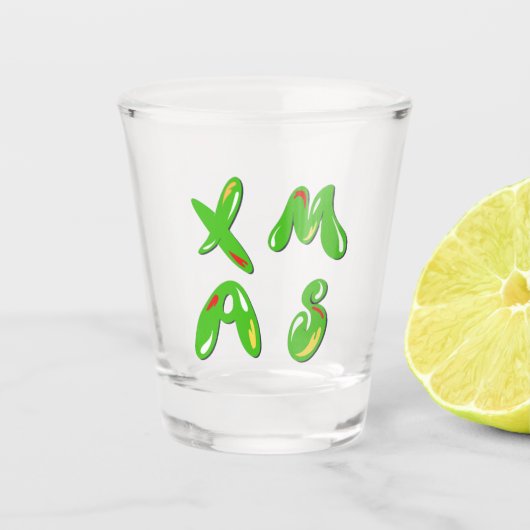 Xmas Bubble Text Schnapsglas (Vorderseite)