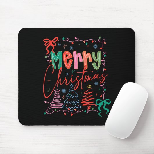 Xmas Buffalo Plaid Red White Green Merry Christmas Mousepad (Mit Mouse)