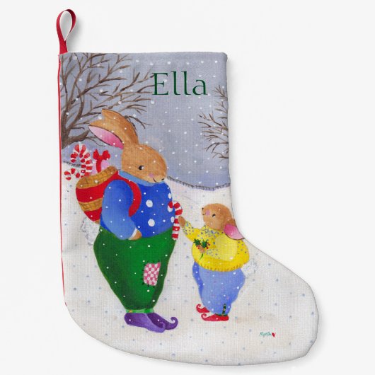 Xmas Bunny mit Korbsocke Kleiner Weihnachtsstrumpf (Vorderseite)