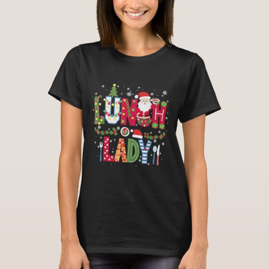Xmas Cafeteria Worker Christmas School Lunch Lady T-Shirt (Vorderseite)