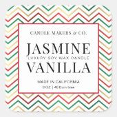 Xmas Candle Label Red Green Gold Holiday Sticker (Vorderseite)