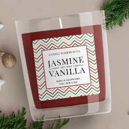 Xmas Candle Label Red Green Gold Holiday Sticker