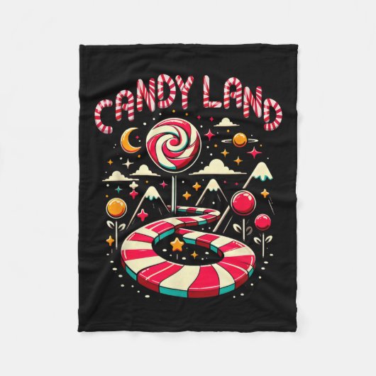 Xmas Candy Land Rainbow Trail Candy Cane Merry Chr Fleecedecke (Vorderseite)