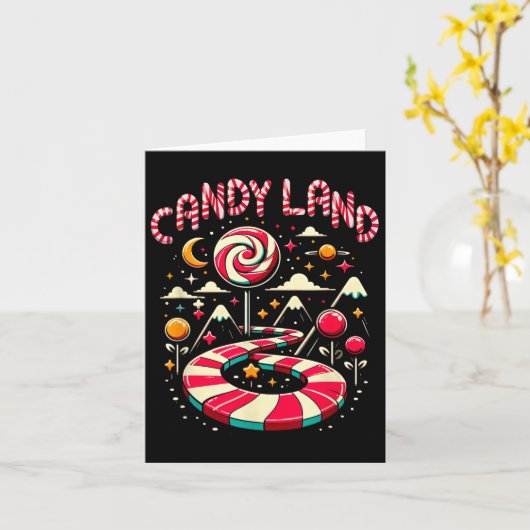 Xmas Candy Land Rainbow Trail Candy Cane Merry Chr Karte (Gelbe Blume)