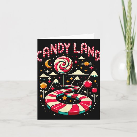 Xmas Candy Land Rainbow Trail Candy Cane Merry Chr Karte (Vorderseite)