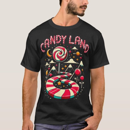 Xmas Candy Land Rainbow Trail Candy Cane Merry Chr T-Shirt (Vorderseite)