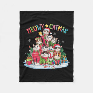 Xmas Cat Lover Meowy Catmas Weihnachtsbaum Fleecedecke