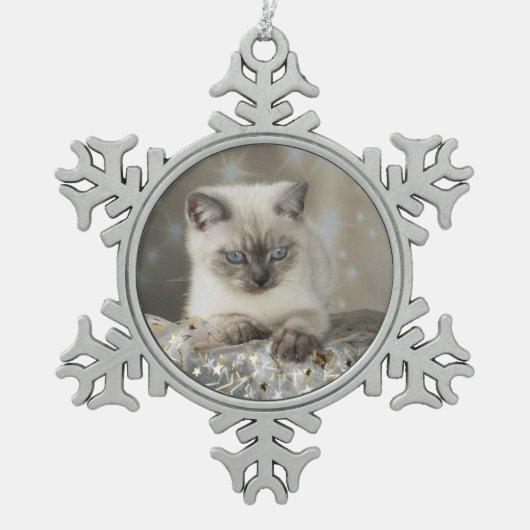 XMAS Cats Schneeflocken Zinn-Ornament (Vorderseite)