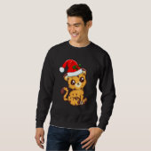 Xmas Cheetah Weihnachtsmann-Hut Sweatshirt (Vorne ganz)