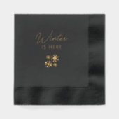 Xmas Chic Black & Gold Foil Stamped Napkins Servietten Mit Folie (Vorderseite)