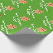 Xmas Christmas Gingerbread Girl Personalized Name Geschenkpapier (Ecke)