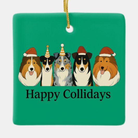 Xmas Collie-Ornamente Keramikornament (Vorderseite)