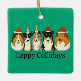 Xmas Collie Ornaments  Keramikornament