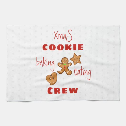 XmaS Cookie Baking & Eating Crew Red Text Geschirrtuch (Horizontal)