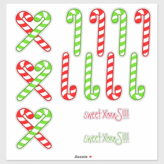 XmaS Cool Candy Cane - Red and Green Custom Aufkleber (Blatt)
