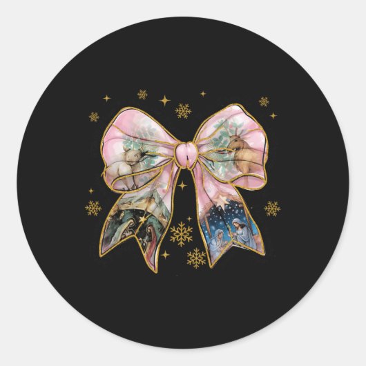 Xmas Coquette Bow Jesus Christliche Bibel Verse Na Runder Aufkleber (Vorderseite)