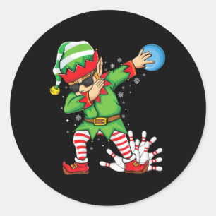 Xmas Dabbing Elf Bowling Ll und Buttone Weihnachts Runder Aufkleber