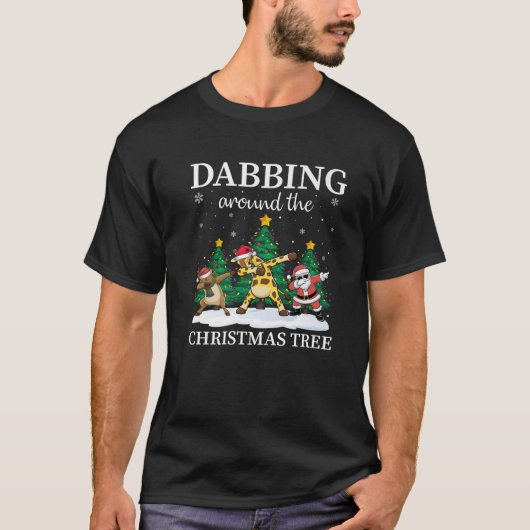 Xmas Dabbing Giraffe Reindeer Santa Christmas Dab T-Shirt (Vorderseite)