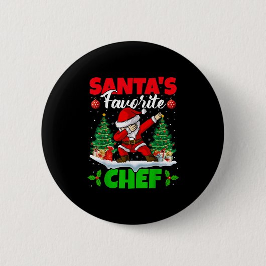 Xmas Dabbing Santa's Favorite Chef Christmas  Button (Vorderseite)