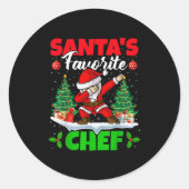 Xmas Dabbing Santa's Favorite Chef Christmas Runder Aufkleber (Vorderseite)
