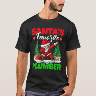 Xmas Dabbing Santa's Favorite Plumber Christmas T-Shirt