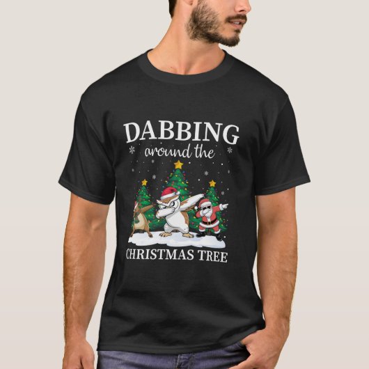 Xmas Dabbing Snowy Owl Reindeer Santa Christmas Da T-Shirt (Vorderseite)