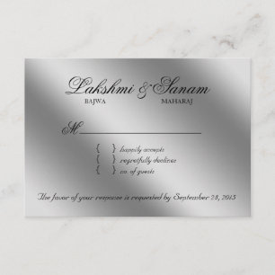 Xmas Damask UAWG Wedding Reply Sparkle Red RSVP Karte