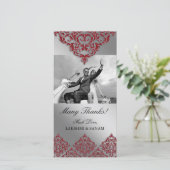 Xmas Dankeschön Fotokarte Indian Damask Red Dankeskarte (Stehend Vorderseite)